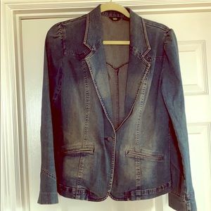 Jean jacket puff sleeve